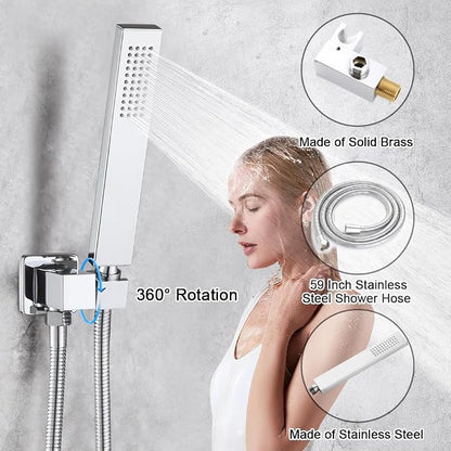 POP SANITARYWARE All Metal Shower Tub Faucet Set Chrome Bathroom 8 Inch Shower Head System with Tub Spout Wall Mounted Single Handle Shower Trim Kit with Rough-in Valve - Image 5