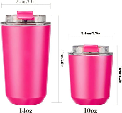 Puraville Insulated Tumblers with Lid, 14 oz Travel Coffee Mug Stainless Steel Vacuum Cup, Leak Proof Reusable Double Walled Coffee Tumbler for Iced and Hot Drinks, Fuchsia - Image 2