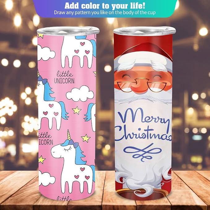 16 Pack Sublimation Tumblers Straight Skinny Tumbler Blanks Bulk 20oz for Heat Transfer, Individual Gift Boxed, Double Wall Insulated Tumbler with Shrink Wrap & Straws - Image 6