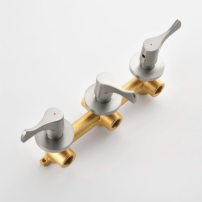 3 Handles Shower Faucet Set with Tub Spout Bathtub Shower Faucet Combo Set Shower System Complete Tub and Shower Trim Kit Brushed Nickel Wall Mounted Shower Fixtures - Image 9