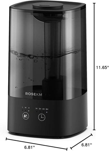 4.5L Humidifiers for Bedroom, Humidifiers for Home Large Room, Cool Mist Humidfiers for Baby and Plant with Timer, Adjustable Mist Level, 360° Nozzle, Auto Shut-Off, Black - Image 8