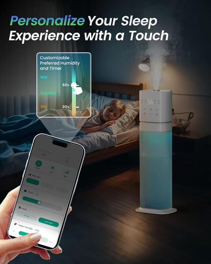 Smart Humidifier Large Room, 2.1Gal/8L Humidifiers for Bedroom with Extended Tube&Night Light, Whole House Cool Mist Humidifiers, WIFI App&Voice Control, School/Office/Warehouse, White - Image 5