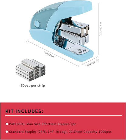 PAPERPAL Effortless Mini Stapler Set, 20 Sheet Capacity, Light Blue | Mini - Image 2