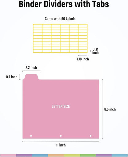 BiuLeon Binder Dividers with Tabs, Plastic Dividers - Image 2