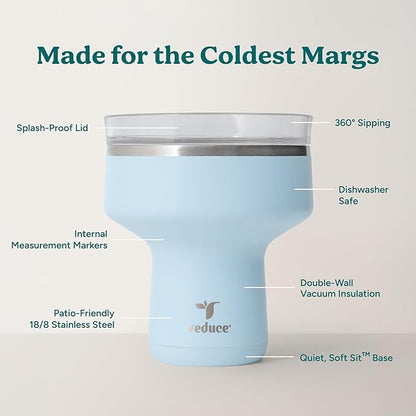 REDUCE Saltini 16 oz Cocktail Tumbler - Insulated Margarita Tumbler with Lid - Keeps Drinks Cold for 10 Hours - 360 Sippable Martini Glass Alternative - Shatterproof, Perfect for Parties - Cloud Blue - Image 4