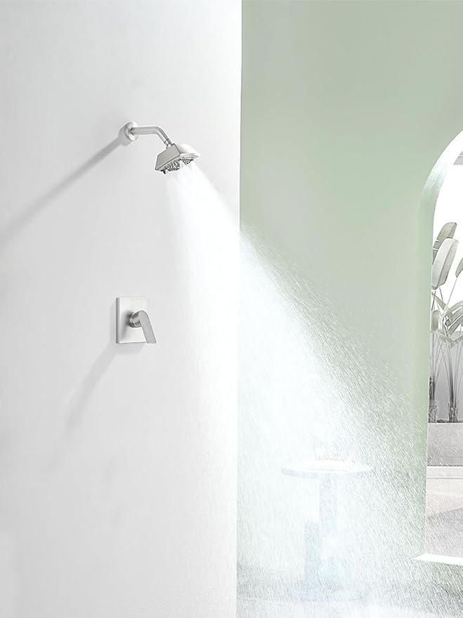 Brushed Nickel Shower Faucet Set 6 Setting Shower Head 5 Inch Shower Trim Kit Modern shower valve kit High Pressure Shower Fixtures Shower System - Image 7