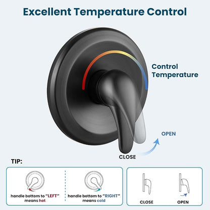gotonovo Bathroom Shower Head Kit High Pressure Combo System Shower Faucet 6 Modes ABS Handheld Spray Shower Trim Kit Valve Included Shower Head and Handle Set Oil Rubbed Bronze - Image 9