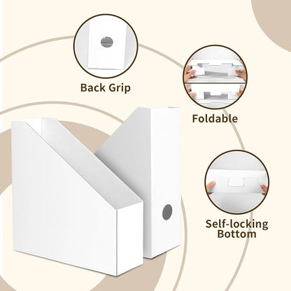 Rempry 12 Pack Magazine File Holders White, Foldable Cardboard Document - Image 3