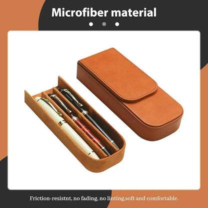 Leather Triple Pen Case Pencil Pouch Holder - Image 3