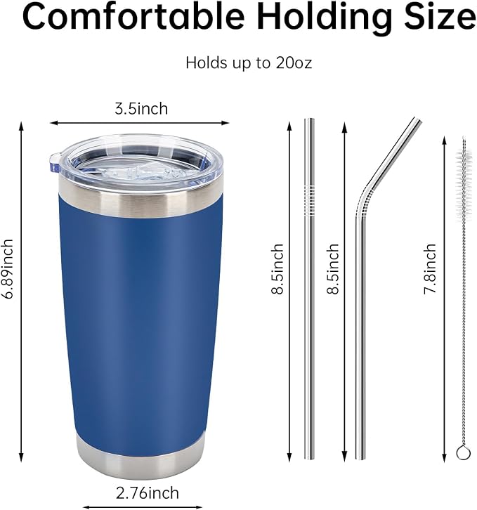 IEOVIEE 32 Pack, 20oz Stainless Steel Bulk Tumblers with Lids and Straws, Double Wall Insulated Travel Coffee Mug, Durable Powder Coated Tumbler Bulk Cup for Cold and Hot Drinks(Dark Blue) - Image 3