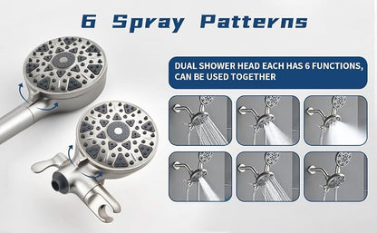 3 Handles Shower Faucet Set with Tub Spout Bathtub Shower Faucet Combo Set Shower System Complete Tub and Shower Trim Kit Brushed Nickel Wall Mounted Shower Fixtures - Image 5
