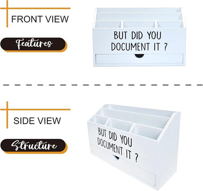 EXQUIDECA Wooden White Rustic Countertop Mail Storage Holder - Image 3
