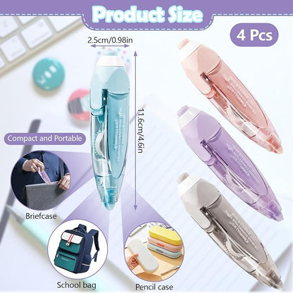 ASTIMESA 4 Pcs Refillable Retractable Correction Tape, Correction Tape Pen Easy - Image 2