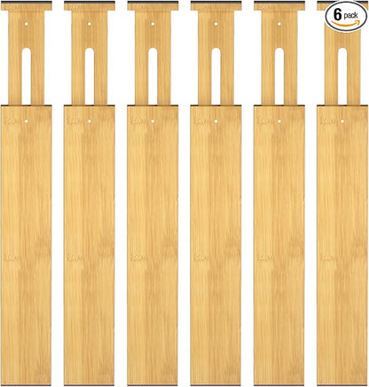 Bamboo Drawer Dividers, 17-22" Adjustable Kitchen Drawer Organizer by Ryqtop