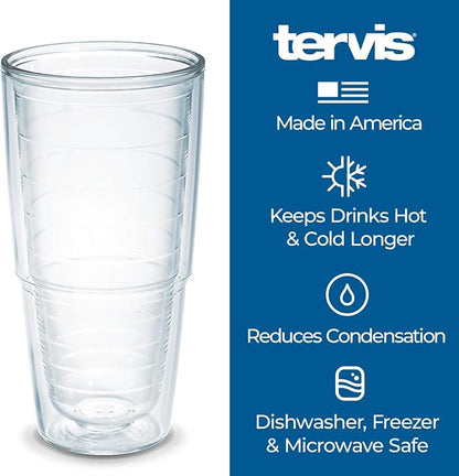 Tervis Clear & Colorful Tabletop Made in USA Double Walled Insulated Tumbler Travel Cup Keeps Drinks Cold & Hot, 24oz, Clear - Image 3