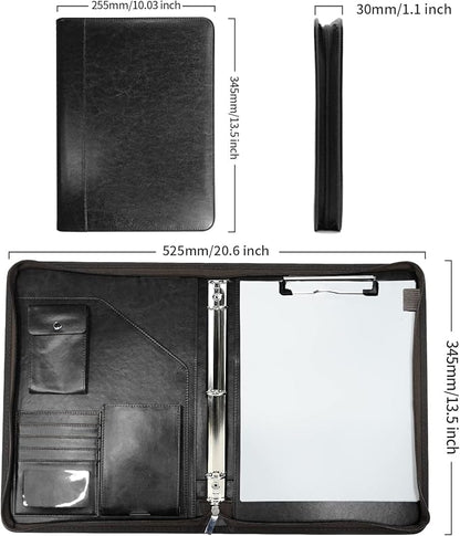 Zippered Portfolio Organizer, WRIYES Leather Padfolio - Image 5