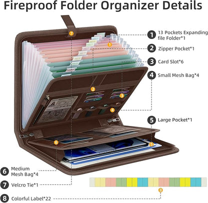 Fireproof Accordion File Organizer, Portable Expanding File Folder - Image 5
