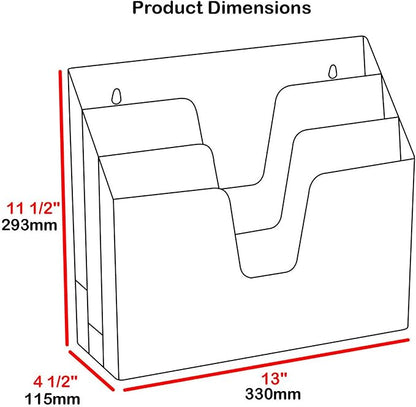 Acrimet Horizontal Triple File Folder Holder Organizer, Open Top Desktop - Image 5