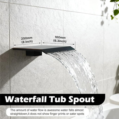 Midanya Shower System with Tub Spout,Bathtub Shower Faucet Set with Square Rainfall Head and Handheld Sprayer Wall Mount Tub Faucet Set with Valve and Trim Kit,8 Inch Oil Rubbed Bronze - Image 3