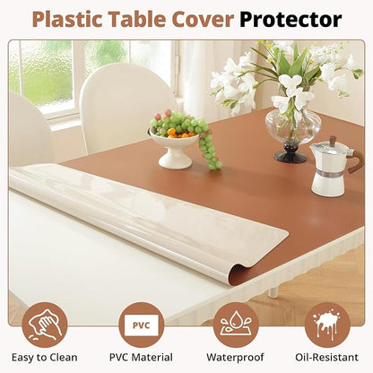 OstepDecor Brown Table Cover Protector 24 x 36 Inch, 1.5mm Thick Plastic Table - Image 4