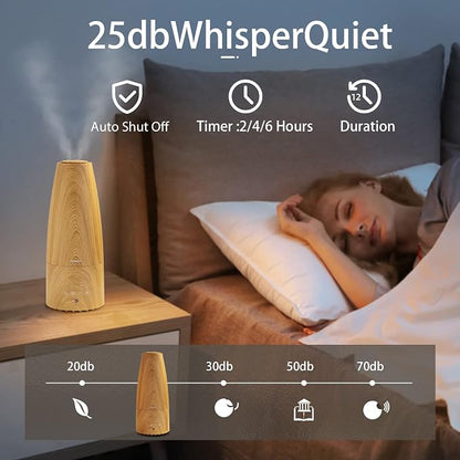 Cool Mist Humidifier,Elecameier Warm and Cool Mist Humidifier for Home/Bedroom with Remote Control Smart Air Humidifier for Desk/Office/Baby Bedroom 25dB Whisper Quiet with Auto Shut off light wood - Image 6