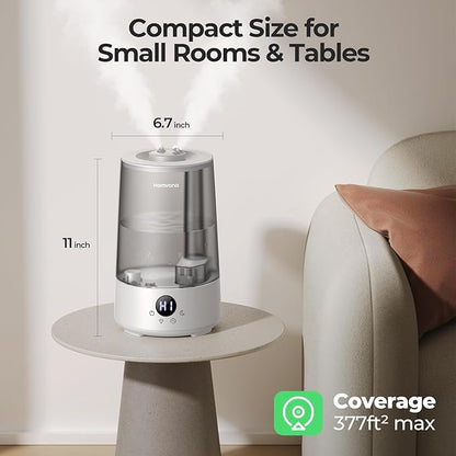 Homvana Humidifiers for Bedroom Home, 3.6 L Cool Mist Top-Fill 34H Super Long Time, Quiet 23dB, Baby Humidifier, Oil Diffuser for Large Room, House, Plant, Nursery, Office, BPA FREE, Ultrasonic (Grey) - Image 8