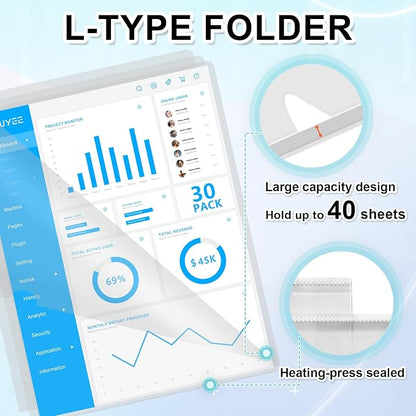 HOUYEE 30 Pack Heavy Duty Clear Document Folders, L-Type Plastic File Folder - Image 4