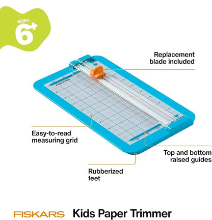 Fiskars Kids Junior Paper Trimmer – Turquoise Safe and Easy Paper Cutter - Image 2