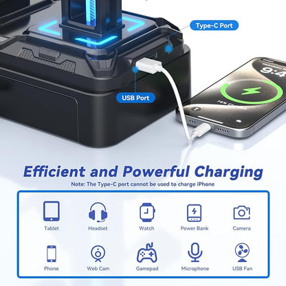 KDD Headphone Stand with USB A&C Charger Ports - Image 4