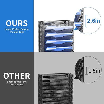 OUTWOLF 10 Tier Hanging Wall File Organizer Wall Mount Paper Document Folder - Image 4