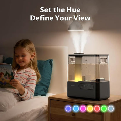 BREEZOME 5L Humidifiers for Bedroom Large Room, 36H Top Fill Cool Mist Humidifier with Essential Oil Tray, 7-Color Mood Light, Timer, Quiet Ultrasonic Humidifier for Home, Baby Nursery, Plants - Image 8