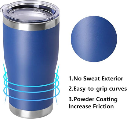 DOMICARE 20oz Tumbler with Lid Stainless Steel Tumblers Bulk, Double Wall Vacuum Insulated Coffee Travel Mug Powder Coated Tumbler, 4 Count (Pack of 1) Dark Blue - Image 2