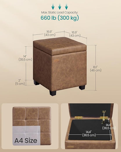 SONGMICS Square Storage Ottoman, Foot Stool Footrest - Image 2