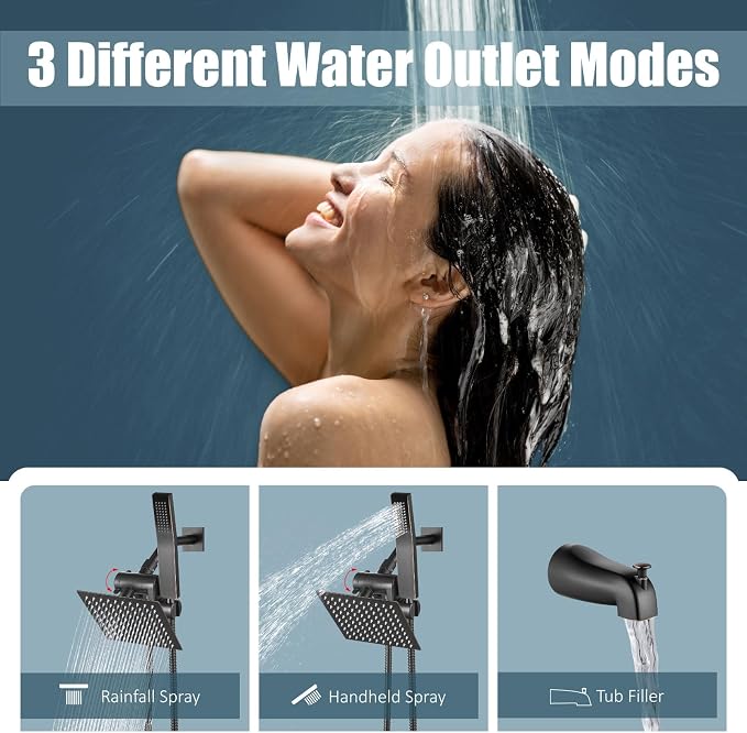Aolemi Shower Tub Faucet Set with Handheld Spray Shower System Single Shower Rainfall Head and Handle with Tub Spout Combo Rough-in Valve Included Shower Trim Kit 6 Inch Shower Head Oil Rubbed Bronze - Image 3
