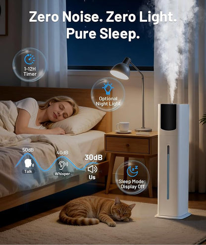AreShark 2.4 Gal/9L Humidifier for Bedroom, Large Room 500ft², Cool Mist Air Humidifiers with 75H Runtime, Humidity Setting, Easy to Clean, Top Fill, 30dB Quiet, for Plants, Adults, Nursery, Kids - Image 4