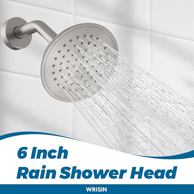 Tub Shower Faucet Set with Valve, WRISIN Shower Faucets Sets Complete Brushed Nickel with 6 Inch High-Pressure Rian Showerhead - Image 3
