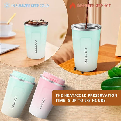 CS COSDDI 12 oz Stainless Steel Vacuum Insulated Tumbler - Coffee Travel Mug Spill Proof with Lid - Coffee Cups for Keep Hot/Ice Coffee,Tea and Beer (blue-white380ML) - Image 4