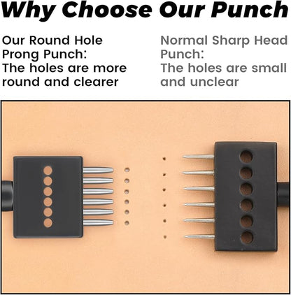 Leather Hole Punch, Round Hole Prong Stitching Chisel Set Leather Working Tools - Image 4