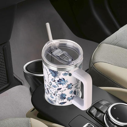 SYACOT 40 oz Tumbler with Handle and Straw Stainless Steel Insulated Tumbler Leak Proof Lid and Straw Lid Reusable Travel Mug Coffee Mug Cup Dishwasher Safe Keep Drinks Cold and Hot (Ceramics) - Image 5