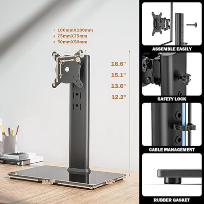 Single LCD Computer Monitor Free-Standing Desk Stand Mount Riser - Image 6