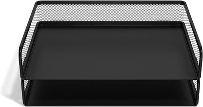 TRU RED Side‑Load Stackable Metal Letter Tray, Matte Black, 4/Carton – by TRURED