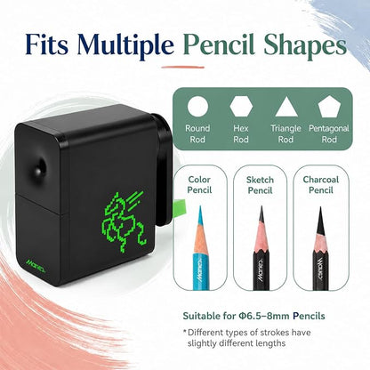 Marie's Long Point Manual Pencil Sharpener, 5-Level Adjustable Hand Crank - Image 5