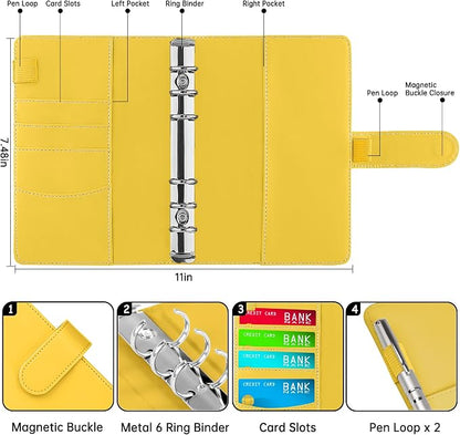 Antner A6 Notebook Binder Refillable 6 Ring Budget Binder Cover - Image 2