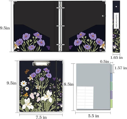 Mini Binder 3 Ring 1 Inch for 5.5"x8.5" Paper, Cute Small Three Ring Binders - Image 6