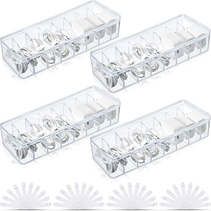 Tatuo 4 Pcs Cord Organizer for Drawer Desktop, Cable Organizer Box by Tatuo