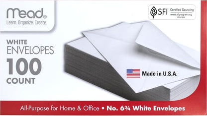 Mead 100PK #6 White Envelope, 6 3/4 inch by Mead