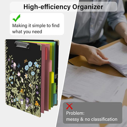 Foldable Clipboard Folio with Storage, 5 Plastic Folders with 10 Pockets - Image 2