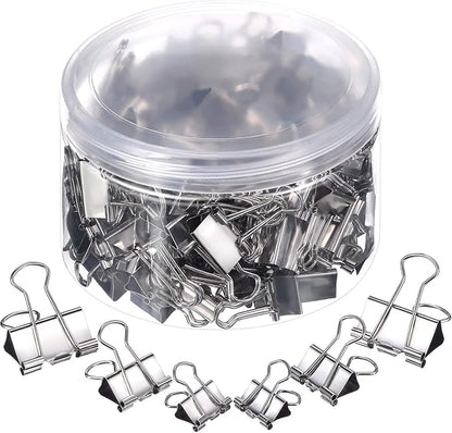 TecUnite 150 Pcs Black Binder Clips Assorted Sizes Silver Paper Clamps Clips by TecUnite