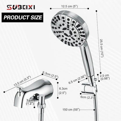 Tub Spout with Diverter, Chrome High Pressure 10 Mode Handheld Shower Sprayer, Bathtub Faucet with Sprayer - Image 5