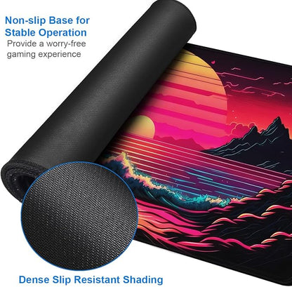 Mouse Pad, 31.5x15.7 inch Large Extended Computer Keyboard Mouse Mat, Water - Image 4